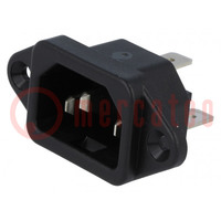 Connector: AC supply; socket; male; 10A; 250VAC; IEC 60320; 6061