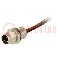 Connector: M8; 0.5m; male; PIN: 3; with leads; socket; E; 4A; IP67; 60V