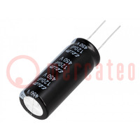 Capacitor: electrolytic; THT; 120uF; 450VDC; Ø18x45mm; Pitch: 7.5mm