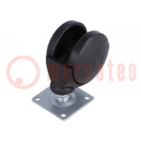 Furniture wheel; Ø: 50mm; H: 53mm; torsional,with mounting plate
