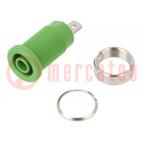 Connector: 4mm banana; socket; 24A; green; nickel plated; 33mm