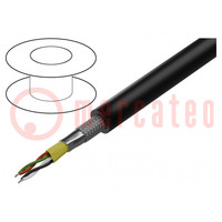 Cable: DMX; 2x2x0,35mm2; cuerda; 110Ω; -15÷80°C; Color: negro; 100m