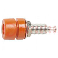 Connector: 4mm banana; socket; 15A; 60VDC; orange; tinned; on panel