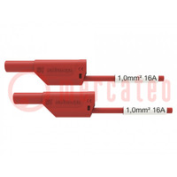 Cable de prueba; 16A; enchufe de banana 4mm,ambos lados; rojo