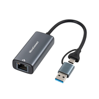 Microconnect MC-USBACNET2.5G tussenstuk voor kabels USB C RJ-45 Zwart