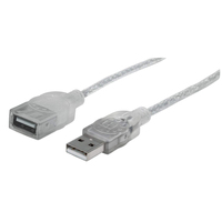 Manhattan Hi-Speed USB 2.0 Verlängerungskabel, USB 2.0, Typ A Stecker - Typ A Buchse, 480 Mbps, 1,8 m, Silber