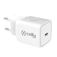 Celly TC1USBC30WWH Ladegerät für Mobilgeräte Smartphone, Smartwatch, Tablet Weiß AC Drinnen