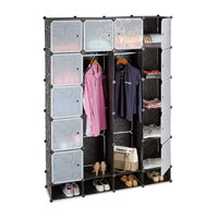Relaxdays Kleiderschrank Stecksystem mit 18 Fächern, Kunststoff, Plastikschrank, Garderobenschrank 145x200 cm, 3 Farben