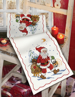 Counted Cross Stitch Kit: Table Runner: Santa and Sledge