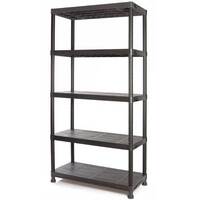 Five Tier Freestanding Plastic Shelving Unit - Black - 900 x 400 x 1800mm