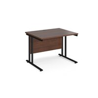 Maestro 25 straight desk 1000mm x 800mm - black cantilever leg frame and walnut