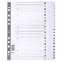 Exacompta Index 1-20 A4 Extra Wide 160gsm Card White with White Mylar Tabs