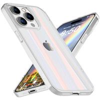 NALIA Holographic Tempered Glass Cover compatible with iPhone 15 Pro Max Case, Clear Colorful Shiny Rainbow Effect, Transparent Anti-Yellow Scratch-Resistant Hardcase & Silicone...