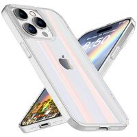 Hülle aus Glas für iPhone 15 Pro Max Regenbogen Handyhülle Klar Hard Case Schutz