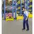 Crash protection barrier with forklift guard