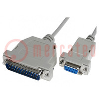 Cable; D-Sub 25pin plug,D-Sub 9pin socket; Len: 3m; snapped-in