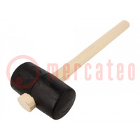 Hammer; 350mm; 780g; 75mm; round; rubber; wood; Shore hardness: 90