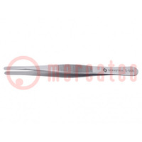 Tweezers; 120mm; Blade tip shape: flat,rounded; universal