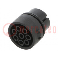 Connector: circular; contact insert; female; PIN: 8; w/o contacts