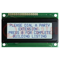 Display: LCD; alphanumeric; STN Positive; 20x2; gray; 77x47x14.5mm