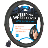 RED 100% GENUINE LEATHER STEERING WHEEL COVER
