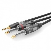 HICON HBA-3S62-0090 JACK AUDIO CÂBLE DE RACCORDEMENT [1X JACK MÂLE 3.5 MM - 2X JACK MÂLE 6,3 MM (MONO)] 0.90 M NOIR