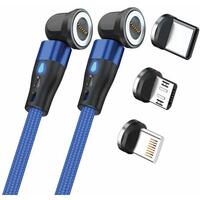 RealPower Magnetic cable,1m,2x magnetisch,blau mit Adaptern