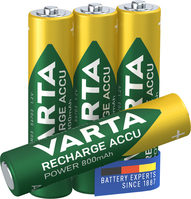 Varta Recharge Accu Power AAA 800 mAh Blister da 4 (Batteria NiMH Accu Precaricata, Micro, ricaricabile, pronta all'uso)