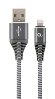 Gembird CC-USB2B-AMLM-1M-WB2 Lightning kábel Szürke, Fehér