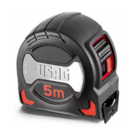 Usag U09810037 rotella metrica 5 m Nylon, Gomma, Acciaio Nero, Rosso, Acciaio inossidabile