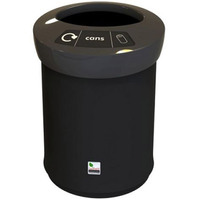 EcoAce Open Top Recycling Bin - 52 Litre - Black - Cans - Grey Lid