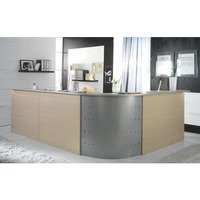 Scrivania Reception Frensy EMOTION fianchi a pannello 160x80x72 cm rovere con sopralzo 160x115 cm - UEMSRSA16