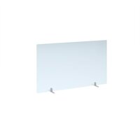 Free standing acrylic 700mm high screen with white metal feet 1200mm wide
