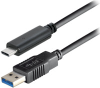 Verbindungskabel USB Typ C Stecker - USB 3.1 Typ A Stecker, schwarz, 1,8 m