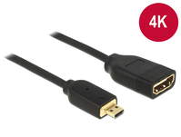 Kabel High Speed HDMI mit Ethernet – HDMI Micro-D Stecker an HDMI-A Buchse 3D 4K 20 cm, Delock® [656