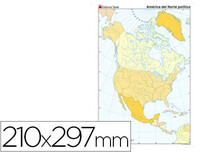 Mapa mudo color din A4 america norte politico
