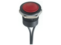 Drucktaster, 1-polig, rot, unbeleuchtet, 2 A/24 V, Einbau-Ø 16.2 mm, IP65/IP67,