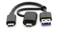 2-in-1 USB-C (m) to USB-A (m) & USB-C (m) data cable, 10G/1A, 15 cm, black Cavi USB