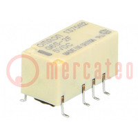 Relay: electromagnetic; DPDT; Ucoil: 5VDC; Icontacts max: 2A; SMD