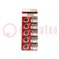 Battery: lithium; 3V; CR1616,coin; non-rechargeable; Ø16x1.6mm