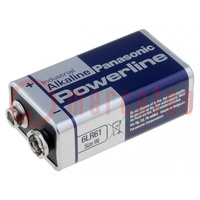 Battery: alkaline; 9V; 6F22; non-rechargeable