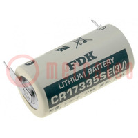 Battery: lithium; 2/3A,2/3R23,CR17335; 3V; 1800mAh; Ø17x33.5mm
