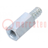 Screwed spacer sleeve; 12mm; Int.thread: M4; Ext.thread: ST4,2