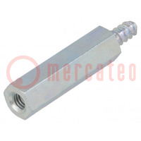 Screwed spacer sleeve; 20mm; Int.thread: M3; Ext.thread: ST2,9