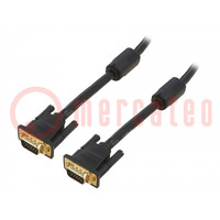 Kabel; D-Sub 15pin HD stekker,aan beide zijden; zwart; 15m