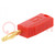 Stekker; banaanstekker 2mm; 10A; 30VAC; 60VDC; rood; verguld