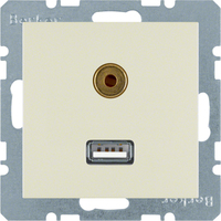 Berker 3315398982 wandcontactdoos USB A + 3.5mm Wit