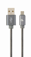 Gembird CC-USB2S-AMMBM-1M-BG USB-kabel USB 2.0 Micro-USB B USB A Grijs, Metallic
