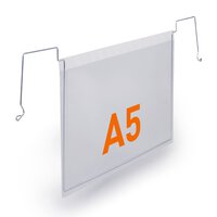 Durable Wire Hanging Document Pocket | Ticket Holder | 50 Pack | A5 Clear