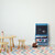 Relaxdays Standtafel Kinder, 2 in 1, Kindertafel mit Papierrolle & Körben, HxBxT: 94 x 52 x 46,5 cm, Kreidetafel, blau